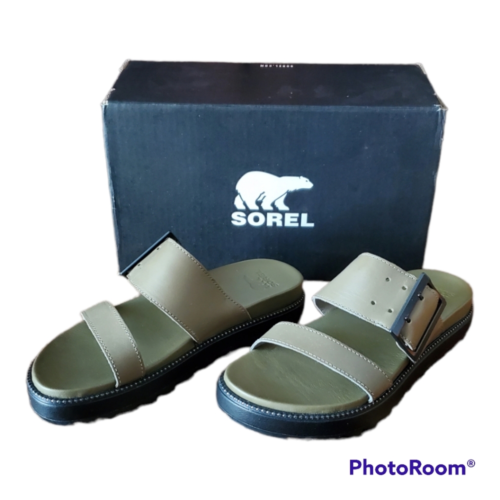 Sorel Roaming Buckle Slide Size 6 Sage
